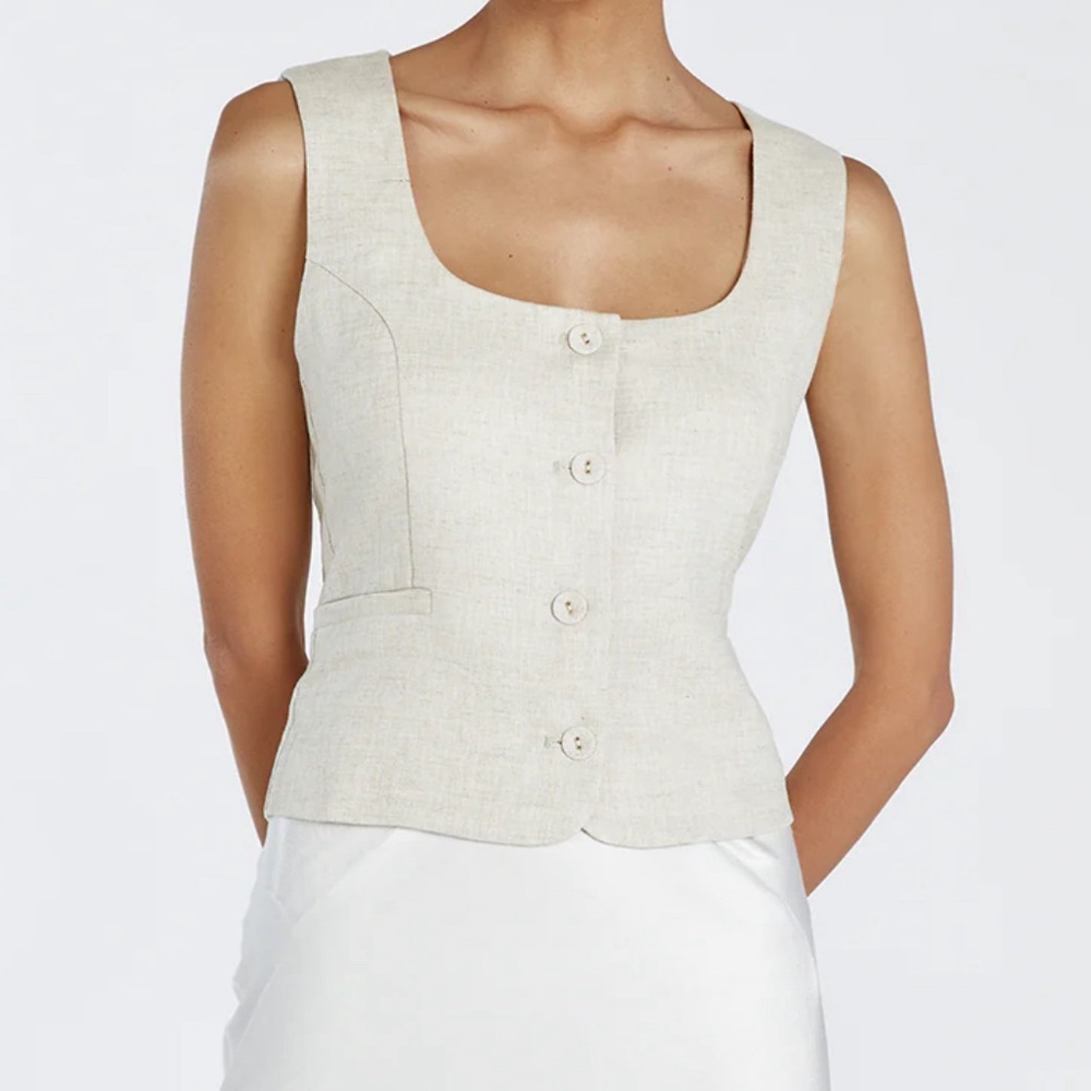 Dissh natural linen Oscar scoop neck vest - size small/4